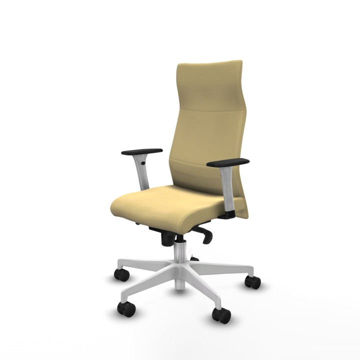 Piqueras y Crespo Albacete dirección sincro similpiel crema brazos 1D blancos base blanca ruedas 65 nailon