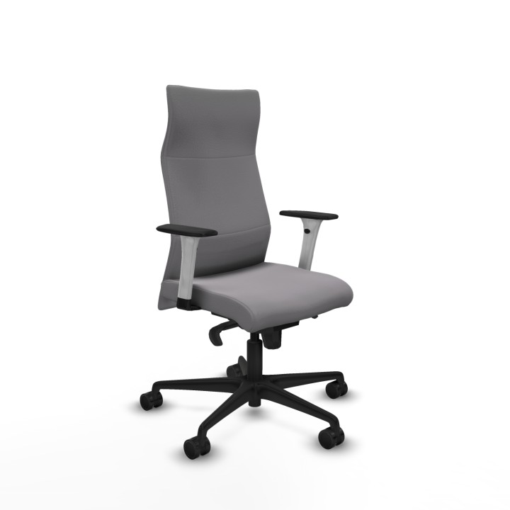 Piqueras y Crespo Albacete dirección sincro similpiel gris brazos 1D blancos base nailon ruedas 65 nailon