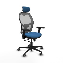 Piqueras y Crespo Jorquera traslack malla gris similpiel azul claro brazos 3D base nailon cabecero 2D ruedas 65mm engomada