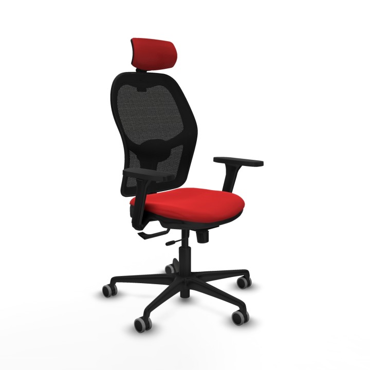 Piqueras y Crespo Jorquera traslack malla negra similpiel rojo brazos 3D base nailon cabecero 2D ruedas 65mm engomada