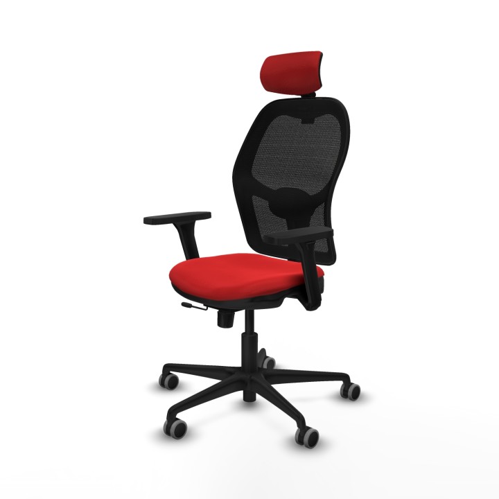 Piqueras y Crespo Jorquera traslack malla negra similpiel rojo brazos 3D base nailon cabecero 2D ruedas 65mm engomada