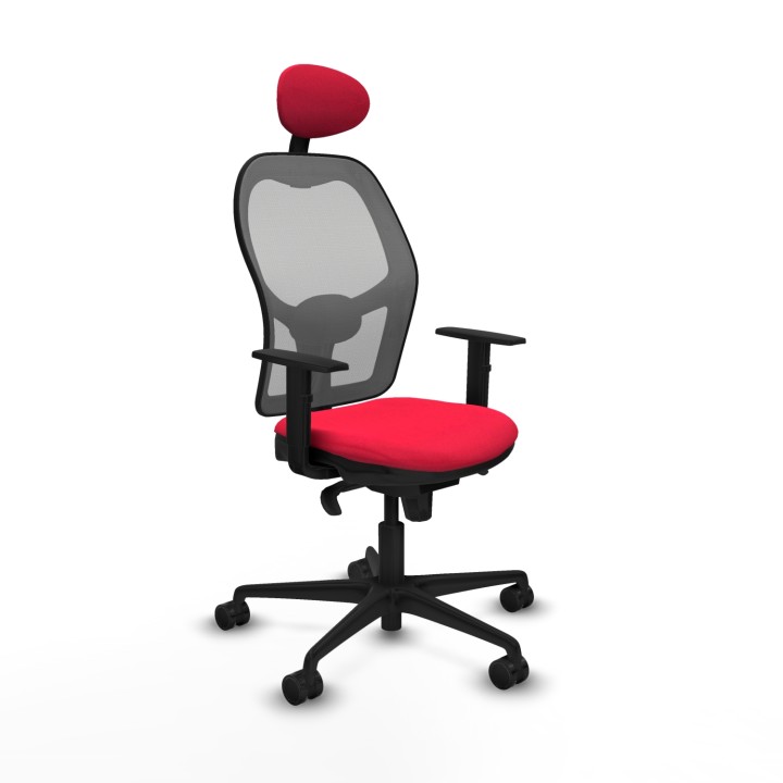 Piqueras y Crespo Jorquera sincro malla gris bali rojo brazos 1D base nailon cabecero fijo ruedas 65mm nailon