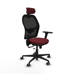 Piqueras y Crespo Jorquera traslack malla negra similpiel granate brazos 3D base nailon cabecero 2D ruedas 65mm engomada