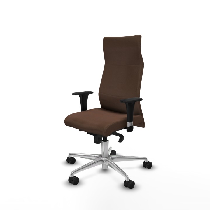 Piqueras y Crespo Albacete dirección sincro bali marrón oscuro brazos 1D cromados base aluminio ruedas 65 nailon