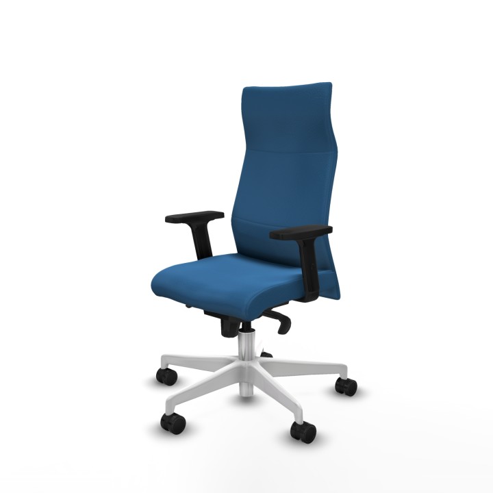 Piqueras y Crespo Albacete dirección sincro similpiel azul claro brazos 2D base blanca ruedas 65 nailon