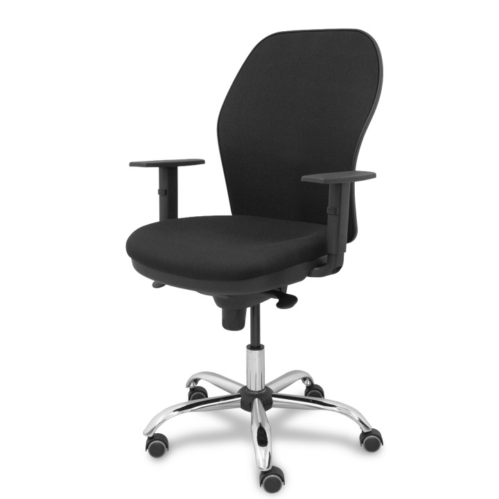 Piqueras y Crespo Silla Jorquera respaldo bali negro asiento bali negro base cromada y ruedas parqu