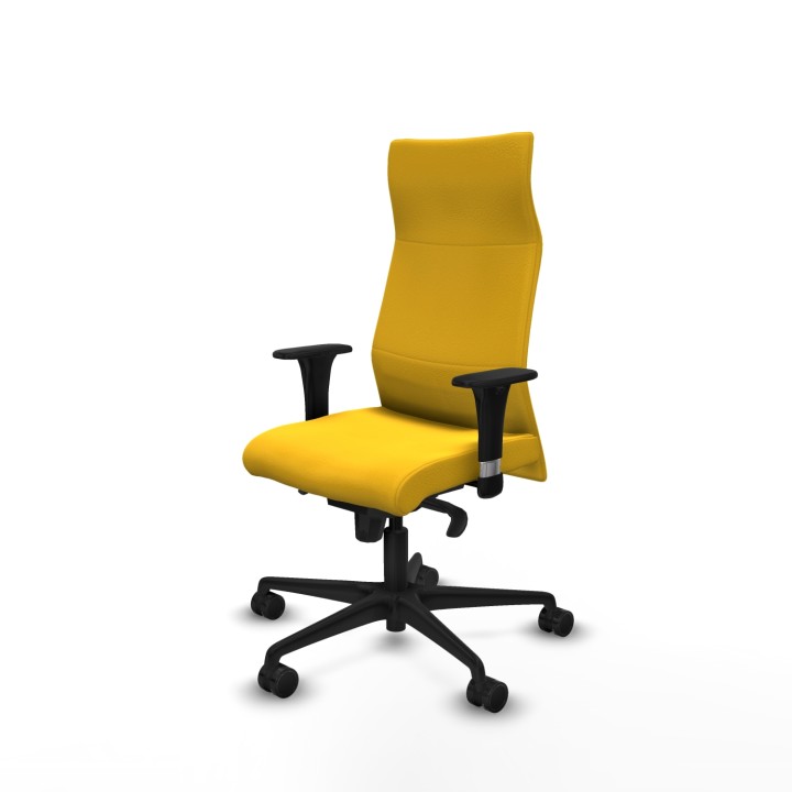 Piqueras y Crespo Albacete dirección sincro similpiel amarillo brazos 1D cromados base nailon ruedas 65 nailon