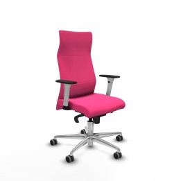Piqueras y Crespo Albacete dirección sincro similpiel rosa brazos 1D blancos base aluminio ruedas 65 engomadas