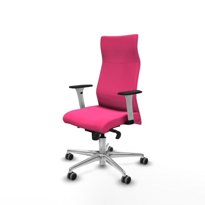 Piqueras y Crespo Albacete dirección sincro similpiel rosa brazos 1D blancos base aluminio ruedas 65 engomadas