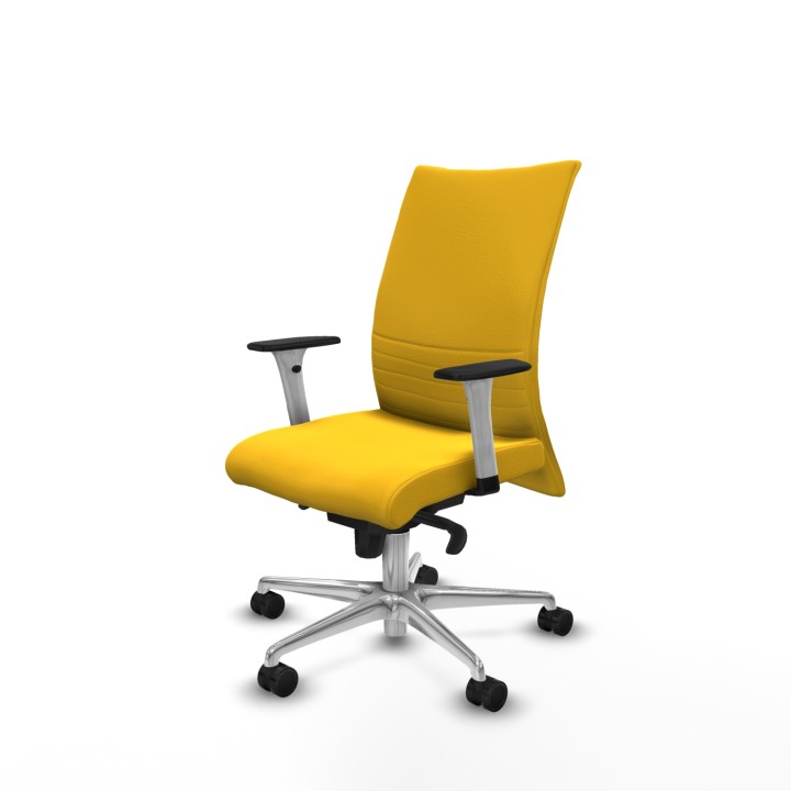 Piqueras y Crespo Albacete confidente sincro similpiel amarillo brazos 1D blancos base aluminio ruedas 65 mm nailon