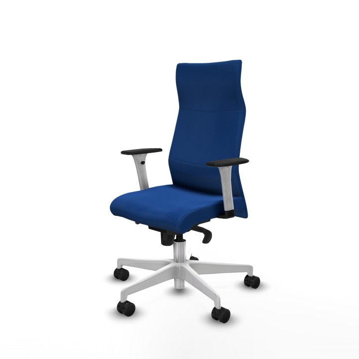 Piqueras y Crespo Albacete dirección sincro similpiel azul brazos 1D blancos base blanca ruedas 65 nailon