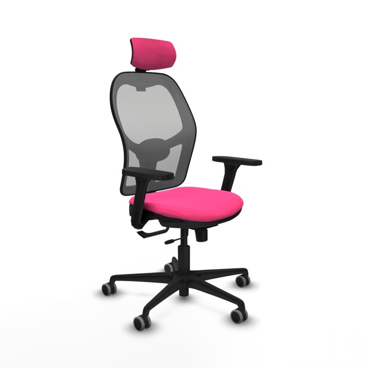 Piqueras y Crespo Jorquera traslack malla gris similpiel rosa brazos 3D base nailon cabecero 2D ruedas 65mm engomada