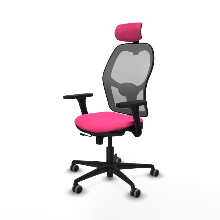 Piqueras y Crespo Jorquera traslack malla gris similpiel rosa brazos 3D base nailon cabecero 2D ruedas 65mm engomada