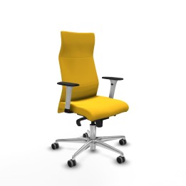 Piqueras y Crespo Albacete dirección sincro similpiel amarillo brazos 1D blancos base aluminio ruedas 65 engomadas