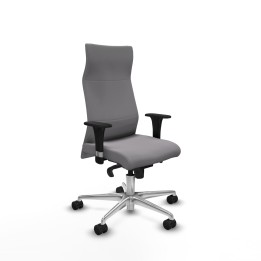Piqueras y Crespo Albacete XL sincro similpiel gris brazos 1D base aluminio ruedas 65 mm nailon
