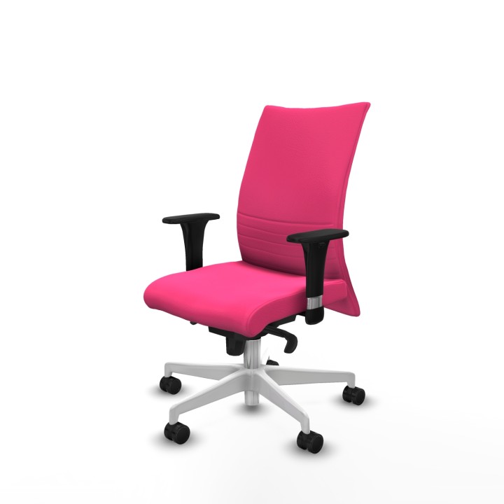 Piqueras y Crespo Albacete confidente sincro similpiel rosa brazos 1D base blanca ruedas 65 mm nailon