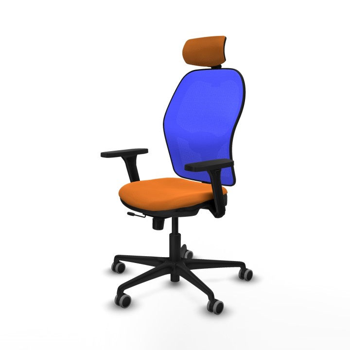 Piqueras y Crespo Jorquera traslack malla azul similpiel naranja brazos 3D base nailon cabecero 2D ruedas 65mm engomada