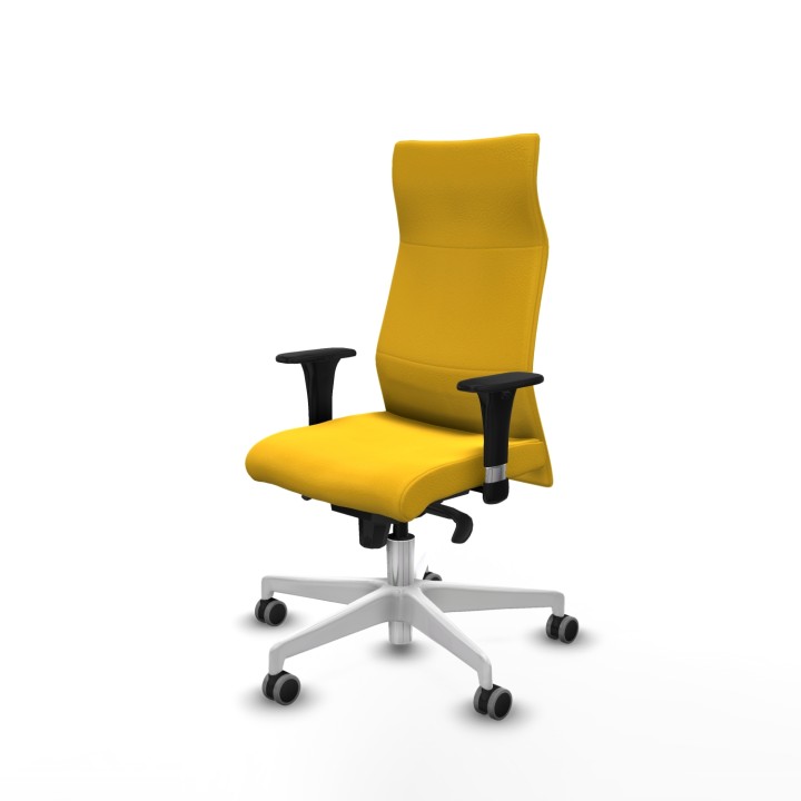 Piqueras y Crespo Albacete XL sincro similpiel amarillo brazos 1D base blanca ruedas 65mm engomadas