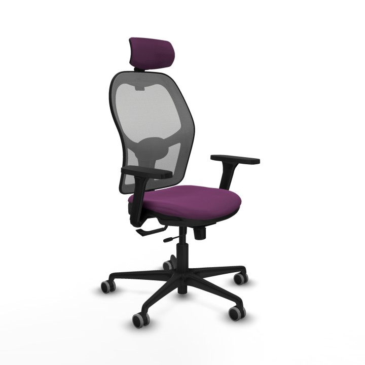 Piqueras y Crespo Jorquera traslack malla gris similpiel morado brazos 3D base nailon cabecero 2D ruedas 65mm engomada