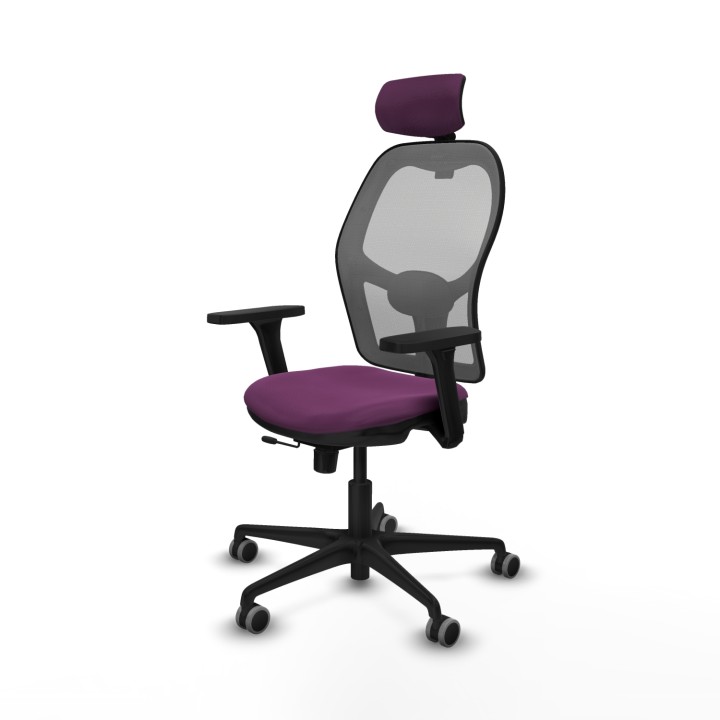 Piqueras y Crespo Jorquera traslack malla gris similpiel morado brazos 3D base nailon cabecero 2D ruedas 65mm engomada
