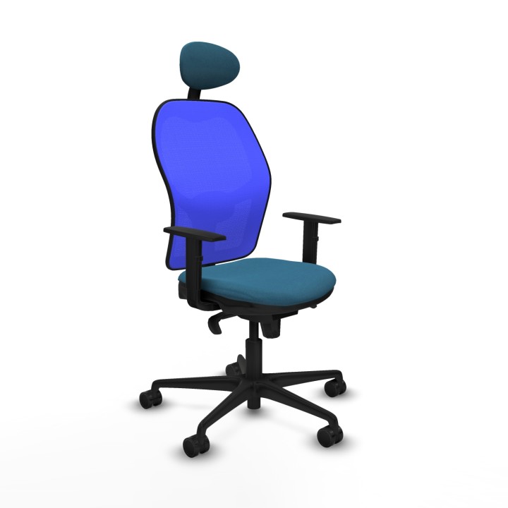 Piqueras y Crespo Jorquera sincro malla azul bali verde petroleo brazos 1D base nailon cabecero fijo ruedas 65mm nailon