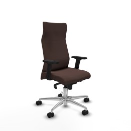 Piqueras y Crespo Albacete dirección sincro similpiel marrón oscuro brazos 2D base aluminio ruedas 65 nailon