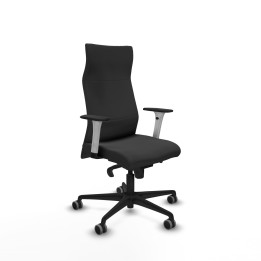 Piqueras y Crespo Albacete dirección sincro similpiel gris oscuro brazos 1D blancos base nailon ruedas 65 engomadas