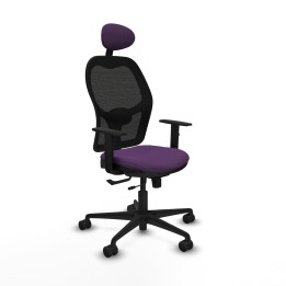 Piqueras y Crespo Jorquera traslack malla negra bali morado brazos 1D base nailon cabecero fijo ruedas 65mm nailon
