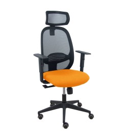 Piqueras y Crespo Silla Cilanco negra malla negra asiento bali naranja brazo regulable cabecero regulable