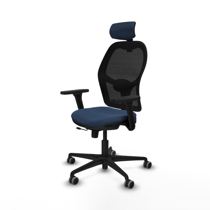 Piqueras y Crespo Jorquera traslack malla negra similpiel azul marino brazos 3D base nailon cabecero 2D ruedas 65mm engomada
