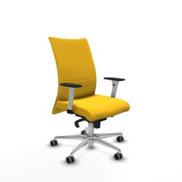 Piqueras y Crespo Albacete confidente sincro similpiel amarillo brazos 1D blancos base aluminio ruedas 65mm engomadas