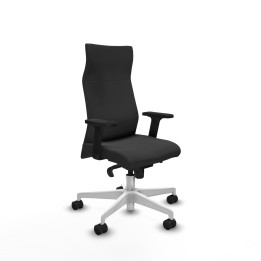 Piqueras y Crespo Albacete dirección sincro similpiel gris oscuro brazos 2D base blanca ruedas 65 nailon