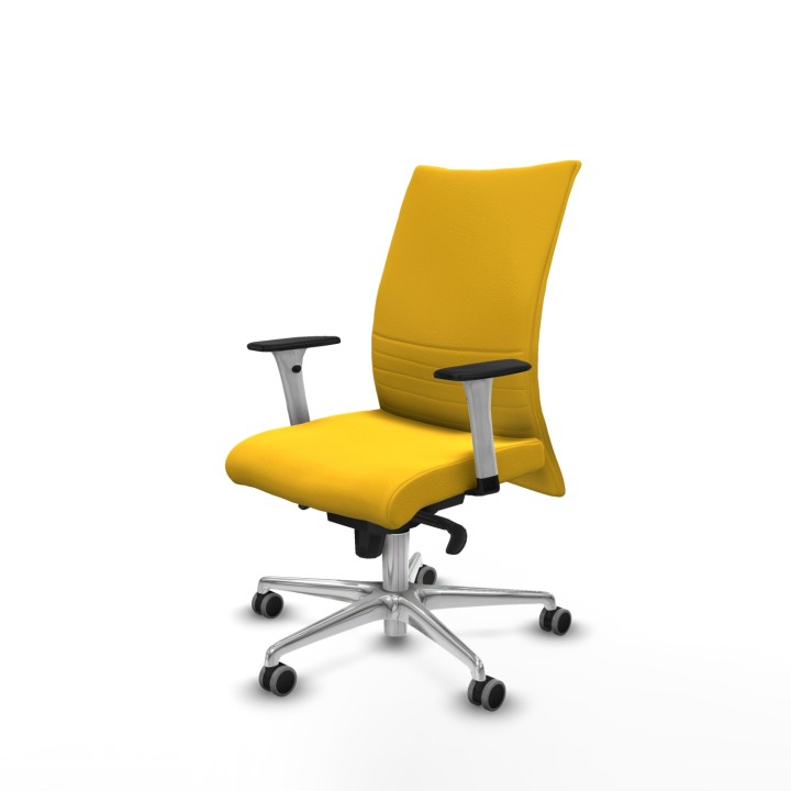 Piqueras y Crespo Albacete confidente sincro similpiel amarillo brazos 1D blancos base aluminio ruedas 65mm engomadas