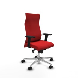 Piqueras y Crespo Albacete dirección sincro similpiel rojo brazos 2D base aluminio ruedas 65 nailon
