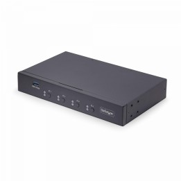 StarTech.com Switch KM/USB 4 Puertos con Roaming de Ratón - Conmutador KM USB 3.0 de Teclado y Ratón para 4 Ordenadores - Audio