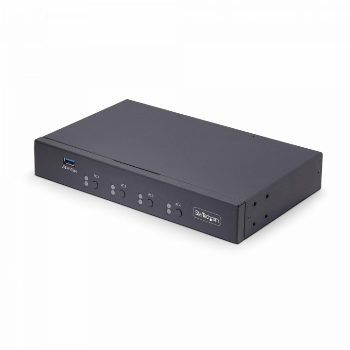 StarTech.com Switch KM/USB 4 Puertos con Roaming de Ratón - Conmutador KM USB 3.0 de Teclado y Ratón para 4 Ordenadores - Audio