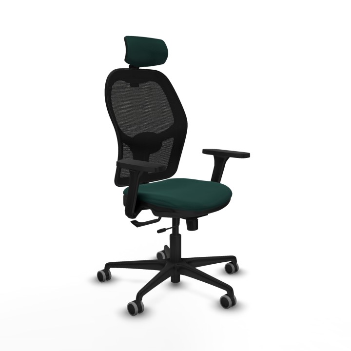 Piqueras y Crespo Jorquera traslack malla negra similpiel verde botella brazos 3D base nailon cabecero 2D ruedas 65mm engomada