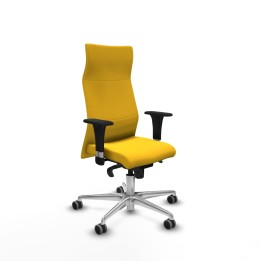 Piqueras y Crespo Albacete XL sincro similpiel amarillo brazos 1D base aluminio ruedas 65mm engomadas