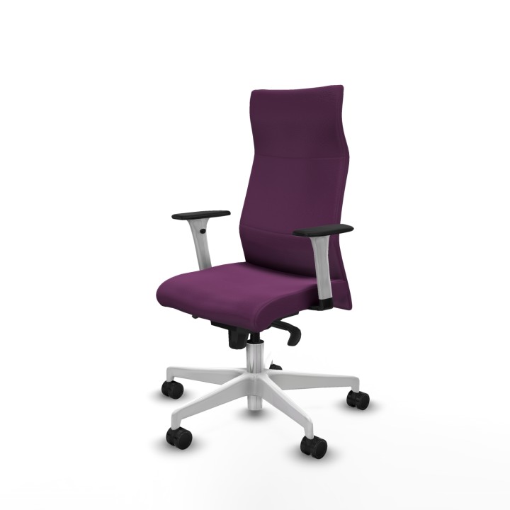 Piqueras y Crespo Albacete dirección sincro similpiel morado brazos 1D blancos base blanca ruedas 65 nailon