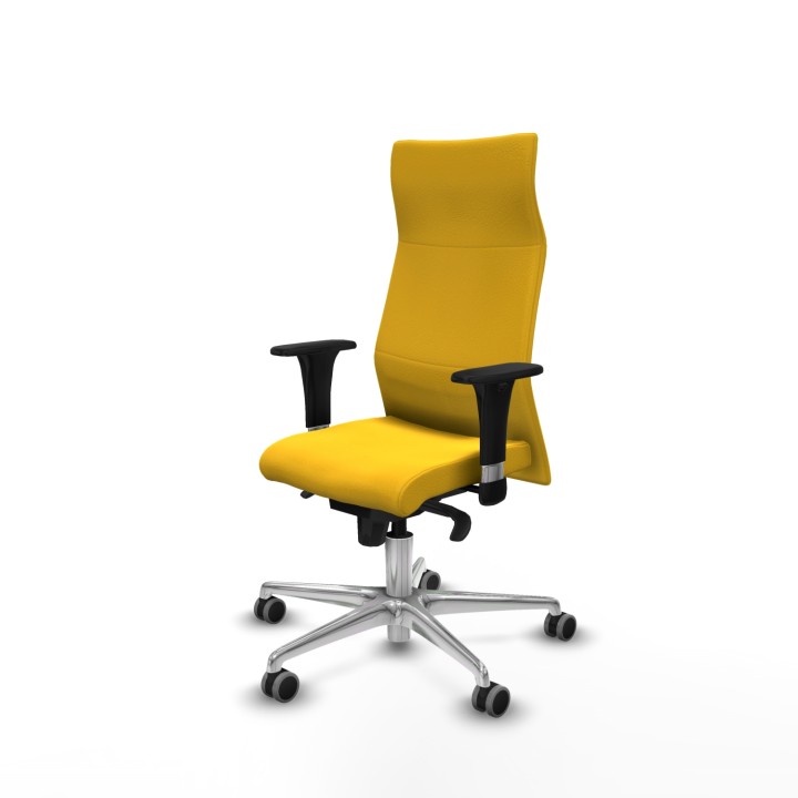 Piqueras y Crespo Albacete XL sincro similpiel amarillo brazos 1D base aluminio ruedas 65mm engomadas