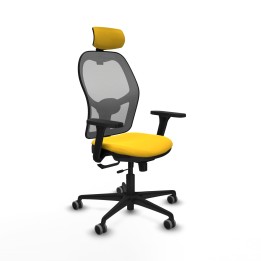 Piqueras y Crespo Jorquera traslack malla gris similpiel amarillo brazos 3D base nailon cabecero 2D ruedas 65mm engomada