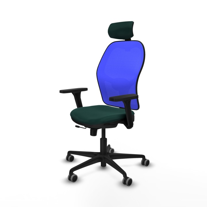 Piqueras y Crespo Jorquera traslack malla azul similpiel verde botella brazos 3D base nailon cabecero 2D ruedas 65mm engomada