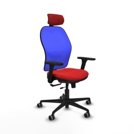 Piqueras y Crespo Jorquera traslack malla azul similpiel rojo brazos 3D base nailon cabecero 2D ruedas 65mm engomada