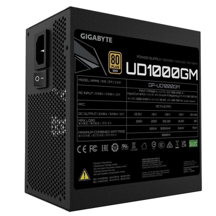 FUENTE DE ALIMENTACION GIGABYTE 1000W 80+ MODULAR ATX GOLD