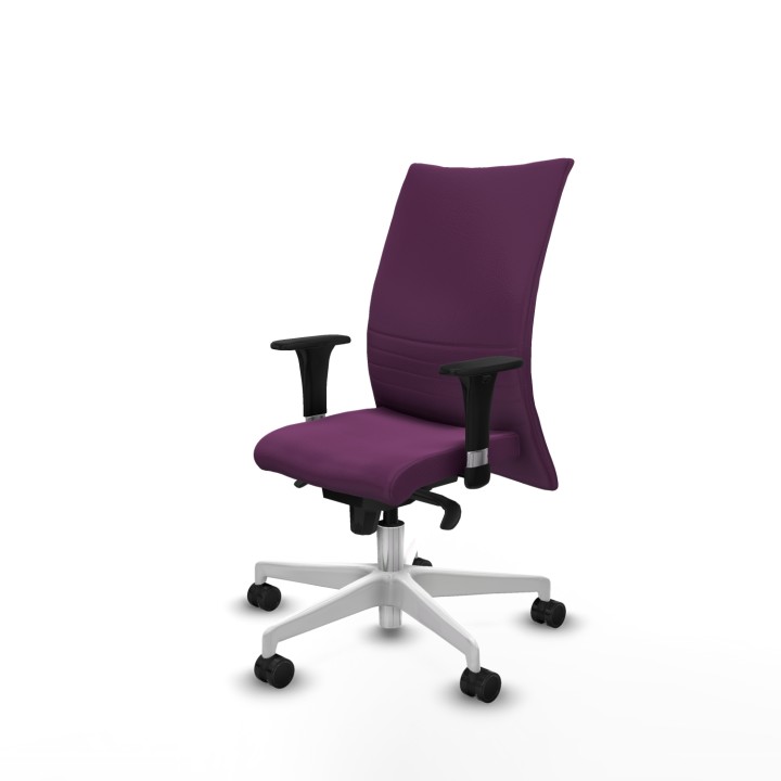 Piqueras y Crespo Albacete confidente XL sincro similpiel morado brazos 1D cromados base blanca ruedas 65 mm nailon