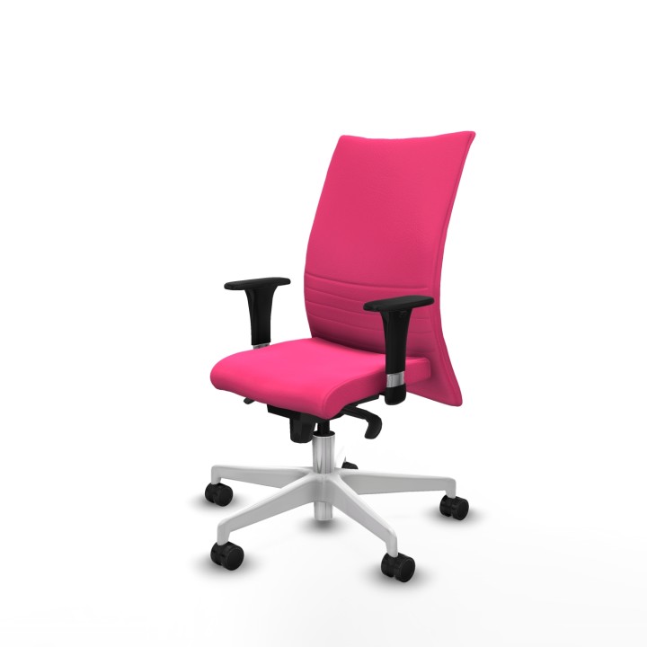 Piqueras y Crespo Albacete confidente XL sincro similpiel rosa brazos 1D cromados base blanca ruedas 65 mm nailon