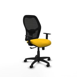 Piqueras y Crespo Alocén sincro malla negra bali amarillo brazos 1D base poliamida ruedas nailon 50mm