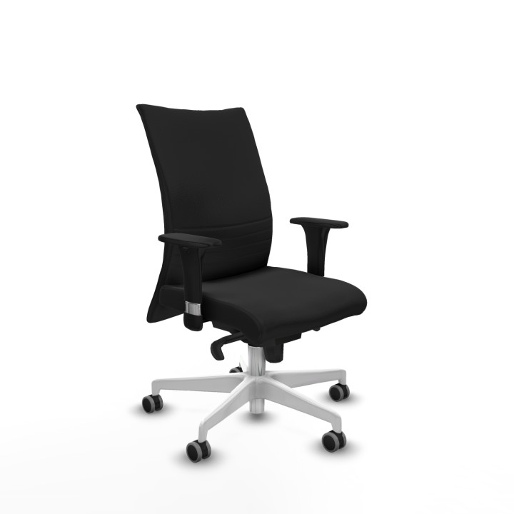 Piqueras y Crespo Albacete confidente XL sincro similpiel negro brazos 1D cromados base blanca ruedas 65mm engomadas