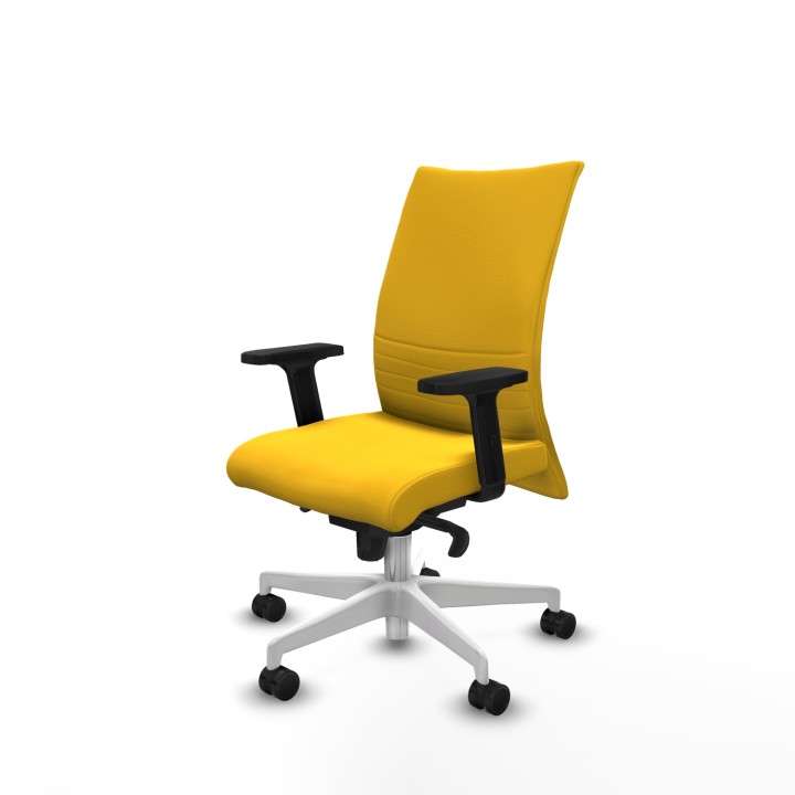 Piqueras y Crespo Albacete confidente sincro similpiel amarillo brazos 2D base blanca ruedas 65 mm nailon