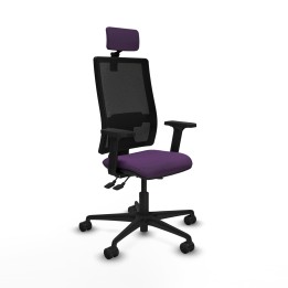 Piqueras y Crespo Bormate asincro malla negra bali morado brazos 2D base nailon cabecero 2D ruedas 65mm nailon